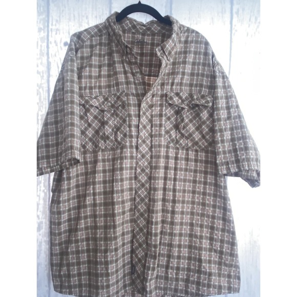 Cabela's Other - Cabela's Men's 2XL Tan White Plaid Outdoor Hiking Short Sleeve Button Down Shirt
